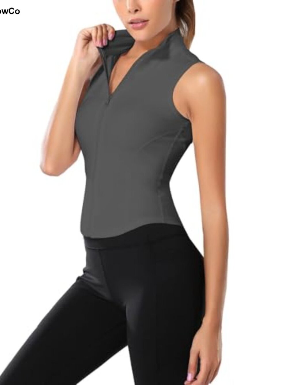 Full Zip Sleeveless Workout Yoga Active Jacket Vest Golf Shirt